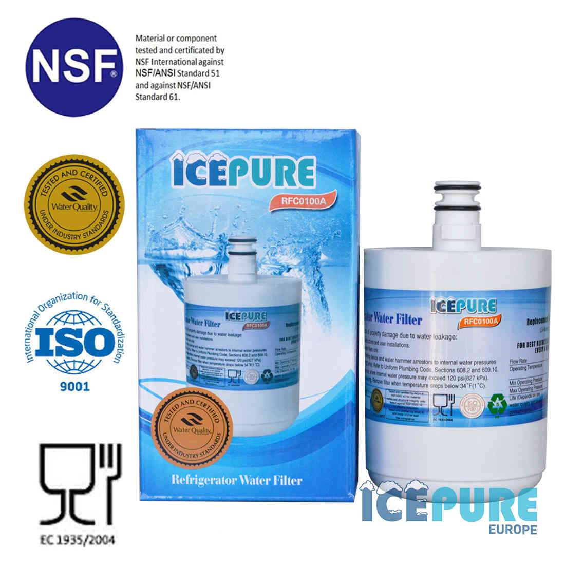 Filtre frigo americain ICEPURE RFC0100A remplace SAMSUNG A0554EC