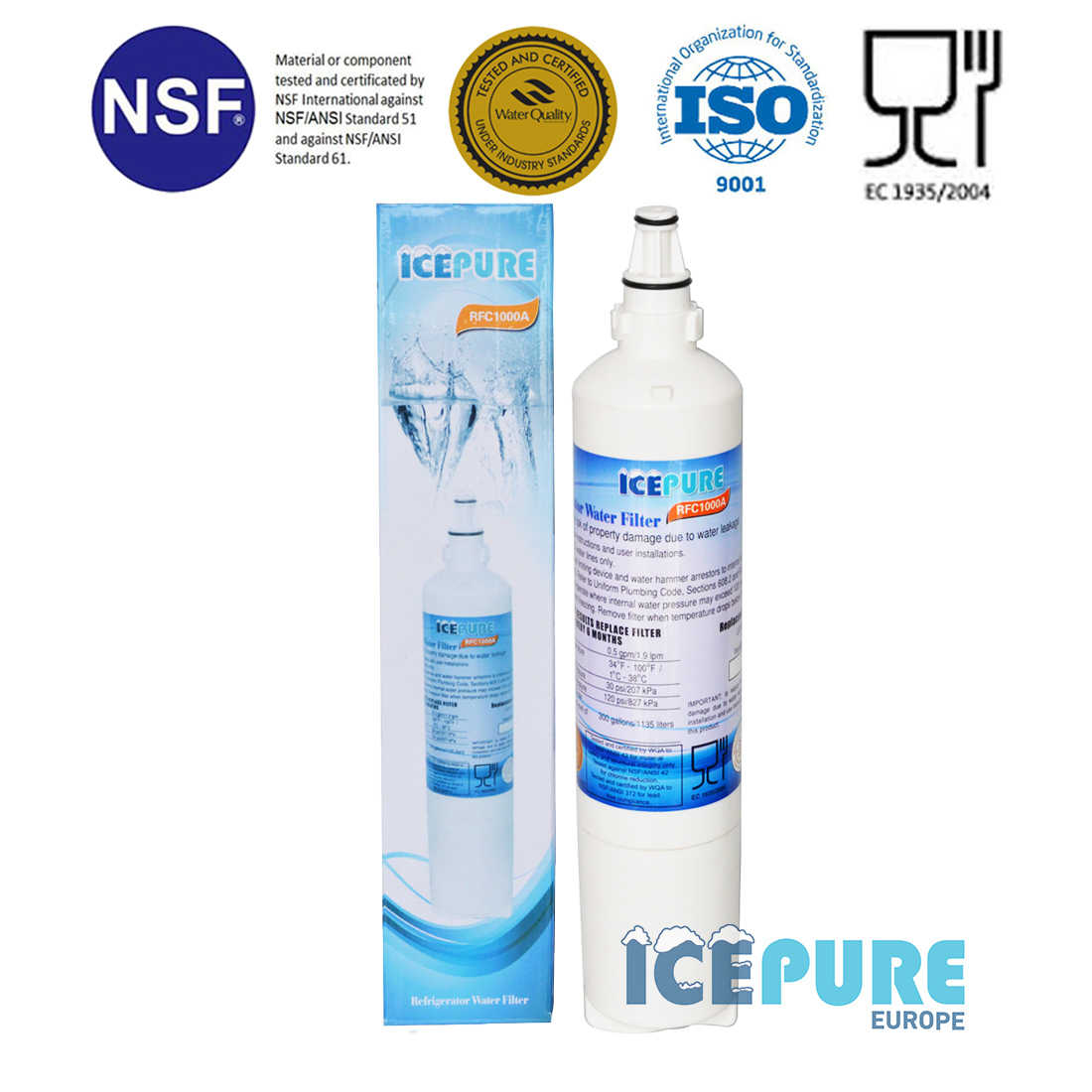 Filtre frigo americain ICEPURE RFC1000A remplace LG